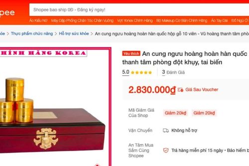 Bộ Y tế yêu cầu Shopee gỡ sản phẩm An cung ngưu hoàng hoàn nếu chưa đáp ứng quy định