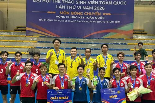 Đội bóng chuyền nam ĐH Trà Vinh vô địch Đại hội Thể thao sinh viên toàn quốc