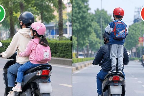 Cho trẻ đứng trên yên xe máy đang chạy: Có thể bị phạt tới 14 triệu đồng nếu gây tai nạn