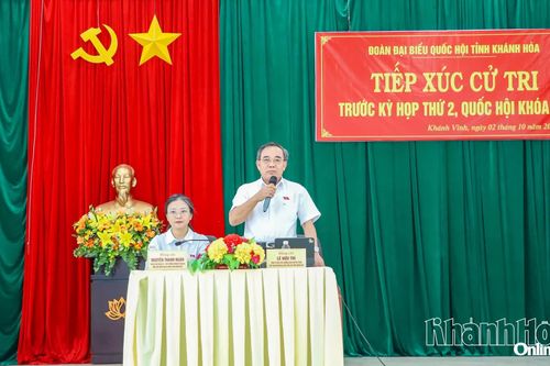 Đại biểu Quốc hội tỉnh Khánh Hòa tiếp xúc cử tri 5 xã khu vực Khánh Vĩnh