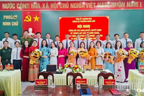 Phường Ninh Chử công bố các nghị quyết, quyết định về thành lập các tổ chức đảng và công tác cán bộ