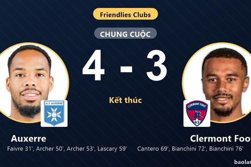Auxerre thắng kịch tính 4-3 trước nỗ lực rượt đuổi muộn màng của Clermont Foot