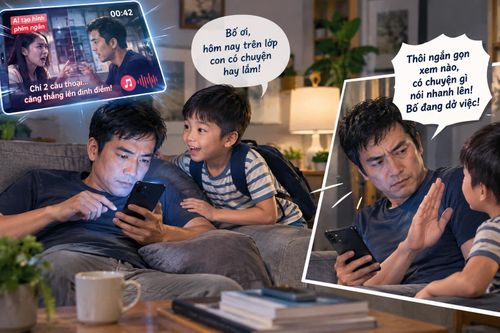 Nghiện phim ngắn AI, con vừa mở lời bố đã xua tay 'nói nhanh lên'