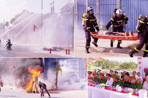Công an xã diễn tập chữa cháy, cứu người: Chủ động ứng phó sự cố ngay từ cơ sở