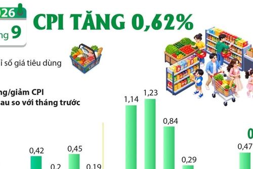 Chỉ số giá tiêu dùng tháng 9 tăng 0,62% so với tháng trước