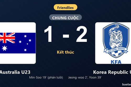 Thống kê trận đấu Australia U23 1-2 Korea Republic U23: D. Yoon tỏa sáng, Korea Republic U23 giành trọn 3 điểm