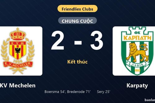 Thống kê trận đấu KV Mechelen 2-3 Karpaty: Karpaty giành chiến thắng chung cuộc