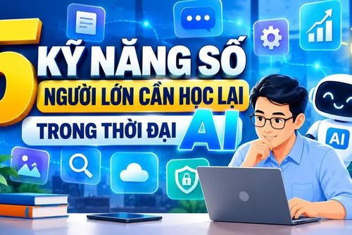 Infographic 5 kỹ năng số người lớn cần học lại trong thời đại AI