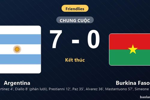 Thống kê trận đấu Argentina 7-0 Burkina Faso: Argentina thắng đậm thuyết phục