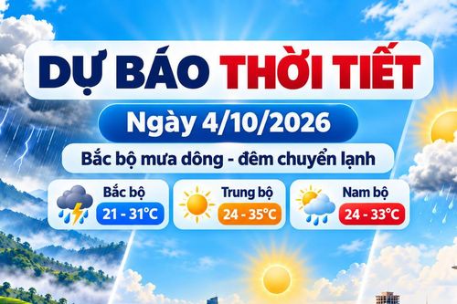 Thời tiết hôm nay 4/10: Bắc bộ mưa dông, đêm chuyển lạnh