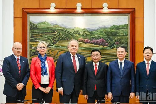 [Ảnh] Thường trực Ban Bí thư Trần Cẩm Tú tiếp Đoàn đại biểu Đảng Công nhân Hungary
