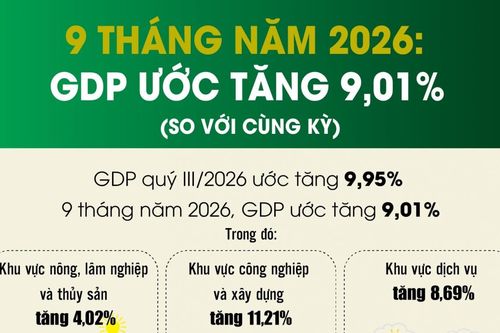 Infographics: 9 tháng năm 2026, GDP tăng 9,01%