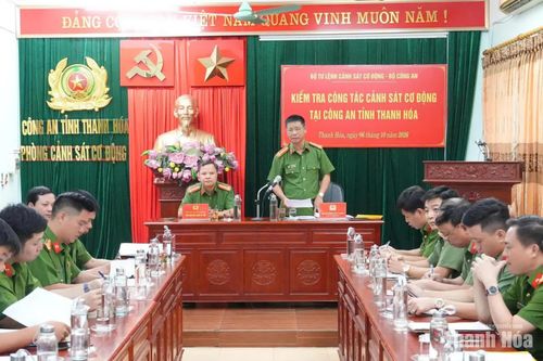 Kiểm tra công tác cảnh sát cơ động tại Công an tỉnh Thanh Hóa