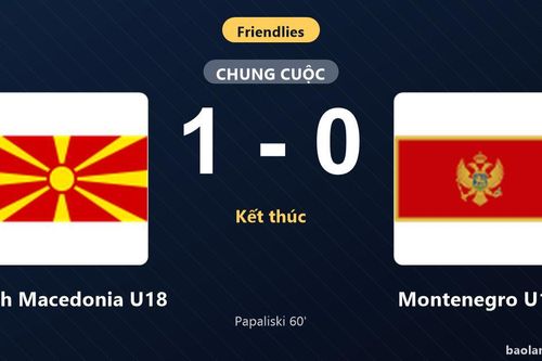 Thống kê trận đấu North Macedonia U18 1-0 Montenegro U18: V. Papaliski tỏa sáng, North Macedonia U18 giành trọn 3 điểm