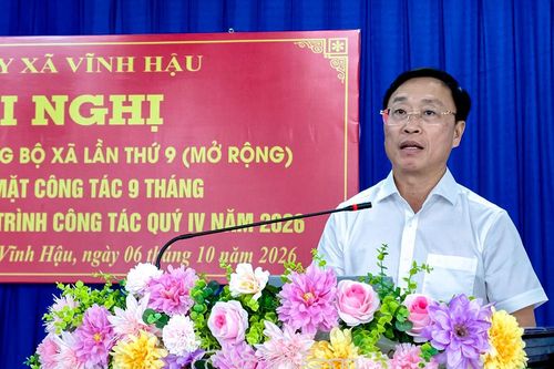 Xã Vĩnh Hậu quyết tâm thực hiện đạt nhiệm vụ năm 2026