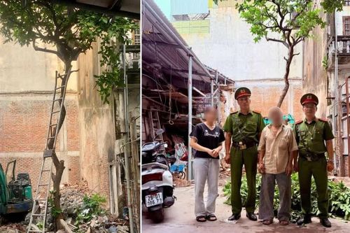Công an phường khéo léo giải cứu cụ ông 82 tuổi ôm dao, vắt vẻo trên ngọn cây