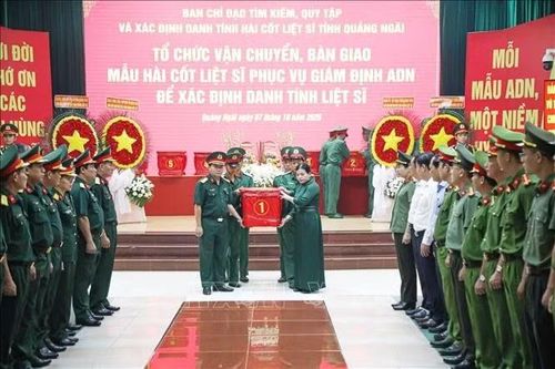 Quảng Ngãi hoàn thành bàn giao 4 đợt mẫu sinh phẩm hài cốt liệt sĩ