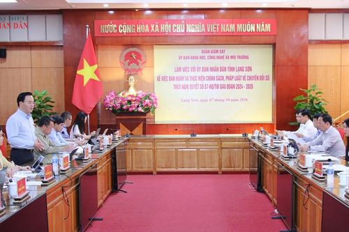 Đoàn giám sát của Ủy ban Khoa học, Công nghệ và Môi trường làm việc với UBND tỉnh Lạng Sơn