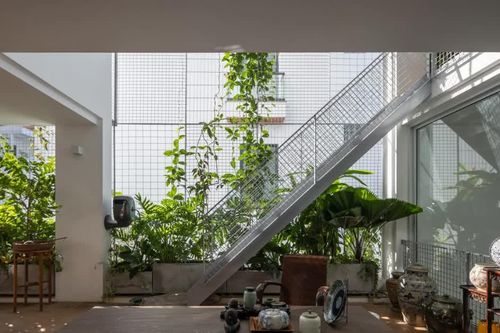 Ngôi nhà dành một khoảng rỗng chạy suốt chiều dài để đón nắng gió