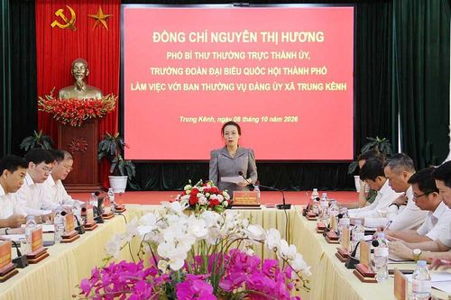 Phó Bí thư Thường trực Thành ủy Nguyễn Thị Hương làm việc với Ban Thường vụ Đảng ủy xã Trung Kênh