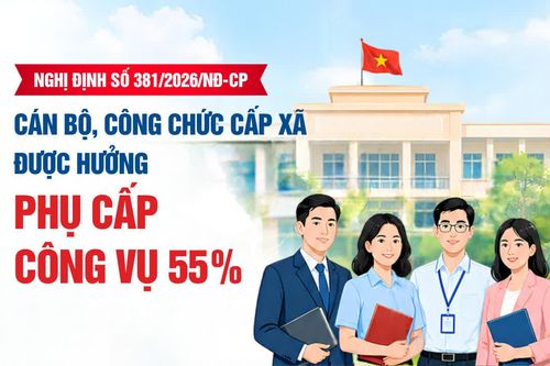 Nghị định 381/2026/NĐ-CP: Cán bộ, công chức cấp xã được hưởng phụ cấp công vụ 55%