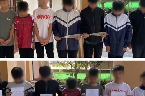 Hai nhóm học sinh lớp 8 mang dao phay hẹn đánh nhau