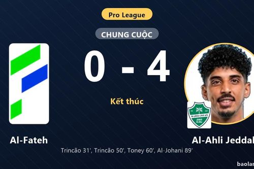 Thắng đậm Al-Fateh 4-0, Al-Ahli Jeddah vươn lên hạng sáu Pro League
