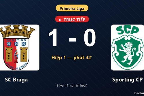 TRỰC TIẾPTrực tiếp SC Braga vs Sporting CP: Hết hiệp 1, SC Braga dẫn 1-0