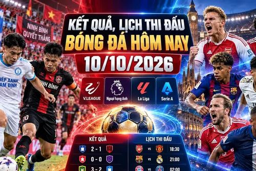 Kết quả, lịch thi đấu bóng đá hôm nay 10/10: Sôi động V.League và Ngoại hạng Anh