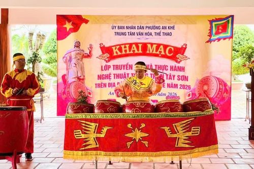Phường An Khê tổ chức lớp truyền dạy nghệ thuật trống trận Tây Sơn