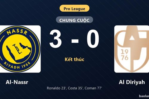 Thống kê trận đấu Al-Nassr 3-0 Al Diriyah: Al-Nassr thắng đậm thuyết phục