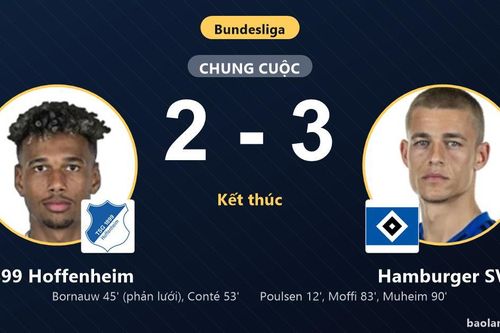 Hamburger SV ngược dòng kịch tính, 1899 Hoffenheim cay đắng trắng tay trên sân nhà