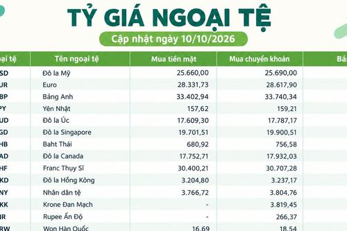 Tỷ giá ngoại tệ ngày 10/10: USD trên 26.000 đồng, KWD vượt 87.500 đồng
