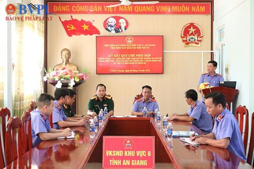 VKSND khu vực 6, tỉnh An Giang ký Quy chế phối hợp với VKS Quân sự khu vực 92