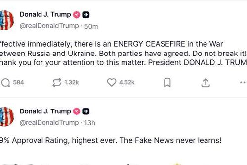 Tổng thống Trump tuyên bố Nga và Ukraine nhất trí ngừng tấn công các cơ sở năng lượng