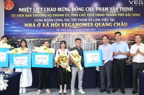Phó Chủ tịch UBND thành phố Phạm Văn Thịnh thăm dự án nhà ở xã hội Vegas Home Quang Châu
