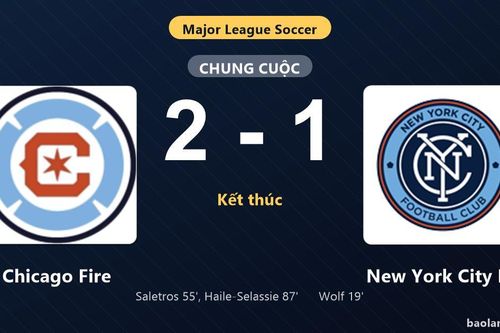Thống kê trận đấu Chicago Fire 2-1 New York City FC: Chicago Fire ngược dòng ngoạn mục