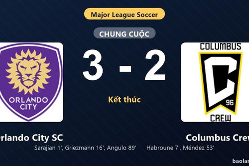Thống kê trận đấu Orlando City SC 3-2 Columbus Crew: Iván Angulo tỏa sáng, Orlando City SC giành trọn 3 điểm