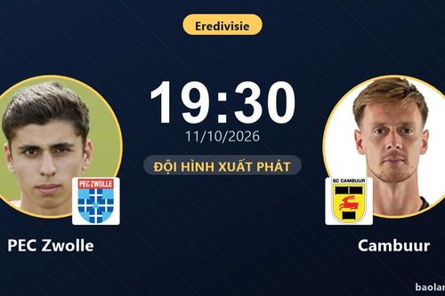 TRỰC TIẾPTrực tiếp PEC Zwolle vs Cambuur: Hiệp 2 bắt đầu, hòa 0-0
