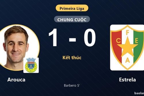 Hạ Estrela bằng bàn thắng sớm, Arouca chen chân vào top 6 Primeira Liga