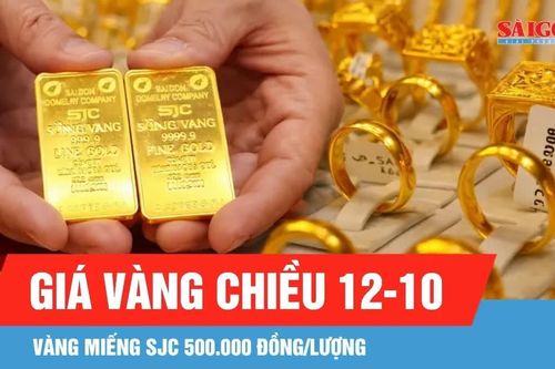 Chiều 12-10, giá vàng miếng SJC và vàng nhẫn 9999 cùng giảm