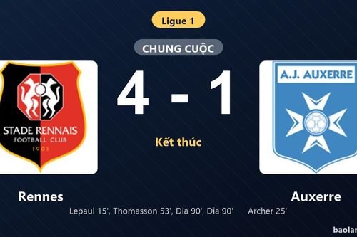 Thống kê trận đấu Rennes 4-1 Auxerre: Rennes thắng đậm thuyết phục