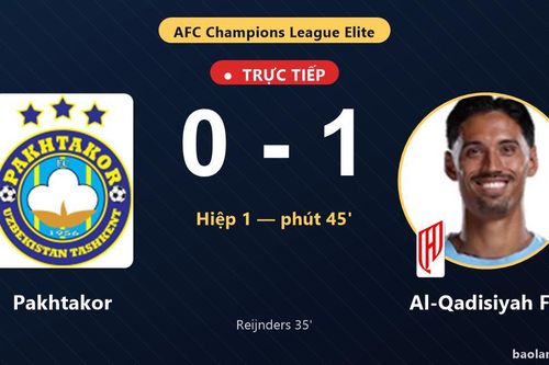 TRỰC TIẾPTrực tiếp Pakhtakor vs Al-Qadisiyah FC: Hiệp 2 bắt đầu, Al-Qadisiyah FC dẫn 1-0