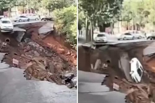 Video hố tử thần 'nuốt' trọn cả một đoạn đường với 15 chiếc ô tô ở Trung Quốc