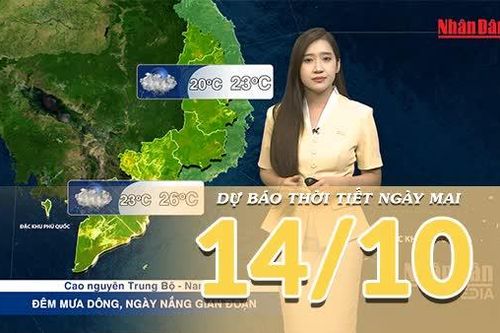 [Video] Dự báo thời tiết đêm nay và ngày mai 14/10/2026: Bắc Bộ ngày mai hửng nắng, Trung Bộ còn mưa lớn cục bộ,