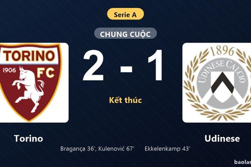 Thống kê trận đấu Torino 2-1 Udinese: Sandro Kulenović tỏa sáng, Torino giành trọn 3 điểm