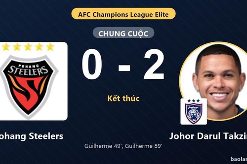 Thua Johor Darul Takzim FC 0-2 ngay tại sân nhà, Pohang Steelers chìm sâu ở nhóm cuối