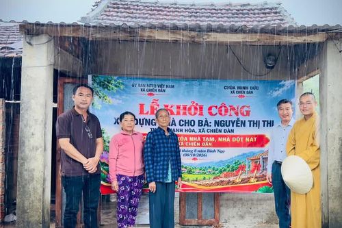 Đà Nẵng: Chùa Minh Đức khởi công xây nhà cho hộ khó khăn tại xã Chiên Đàn