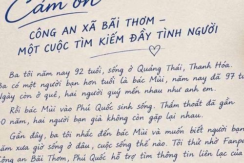 Chưa đầy 2 giờ, Công an giúp tìm lại người bạn thất lạc gần 40 năm