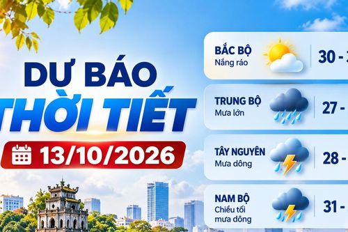 Thời tiết hôm nay 13/10: Bắc bộ nắng ráo, miền Trung tiếp tục mưa lớn